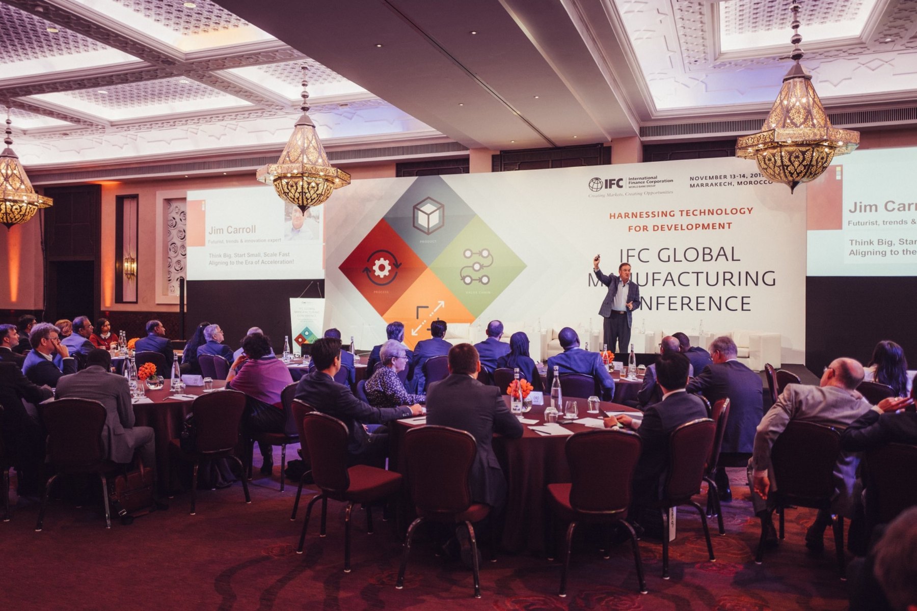 Futurist and AI keynote speaker Jim Carroll on stage